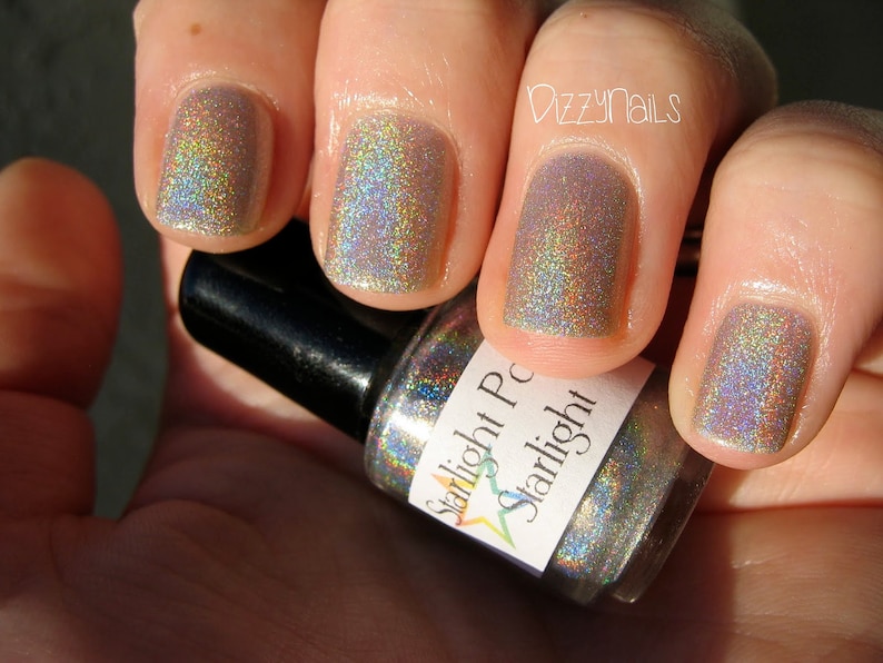 Starlight Top Coat Holographic Silver Linear Holo Topper, Indie Nail Lacquer, Effect Polish, Rainbow, Starlight and Sparkles image 1