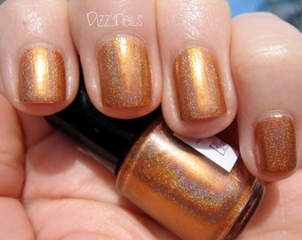 Blaze Crystal - Orange Holographic Polish, Indie Nail Lacquer, Holo, Starlight and Sparkles