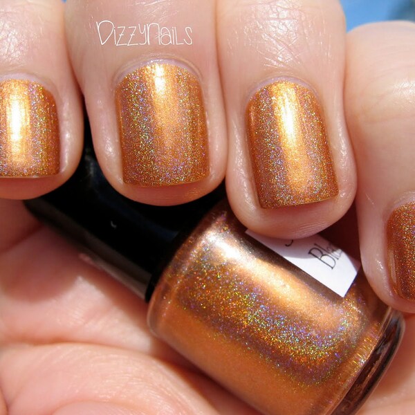 Blaze Crystal - Orange Holographic Polish, Indie Nail Lacquer, Holo, Starlight and Sparkles