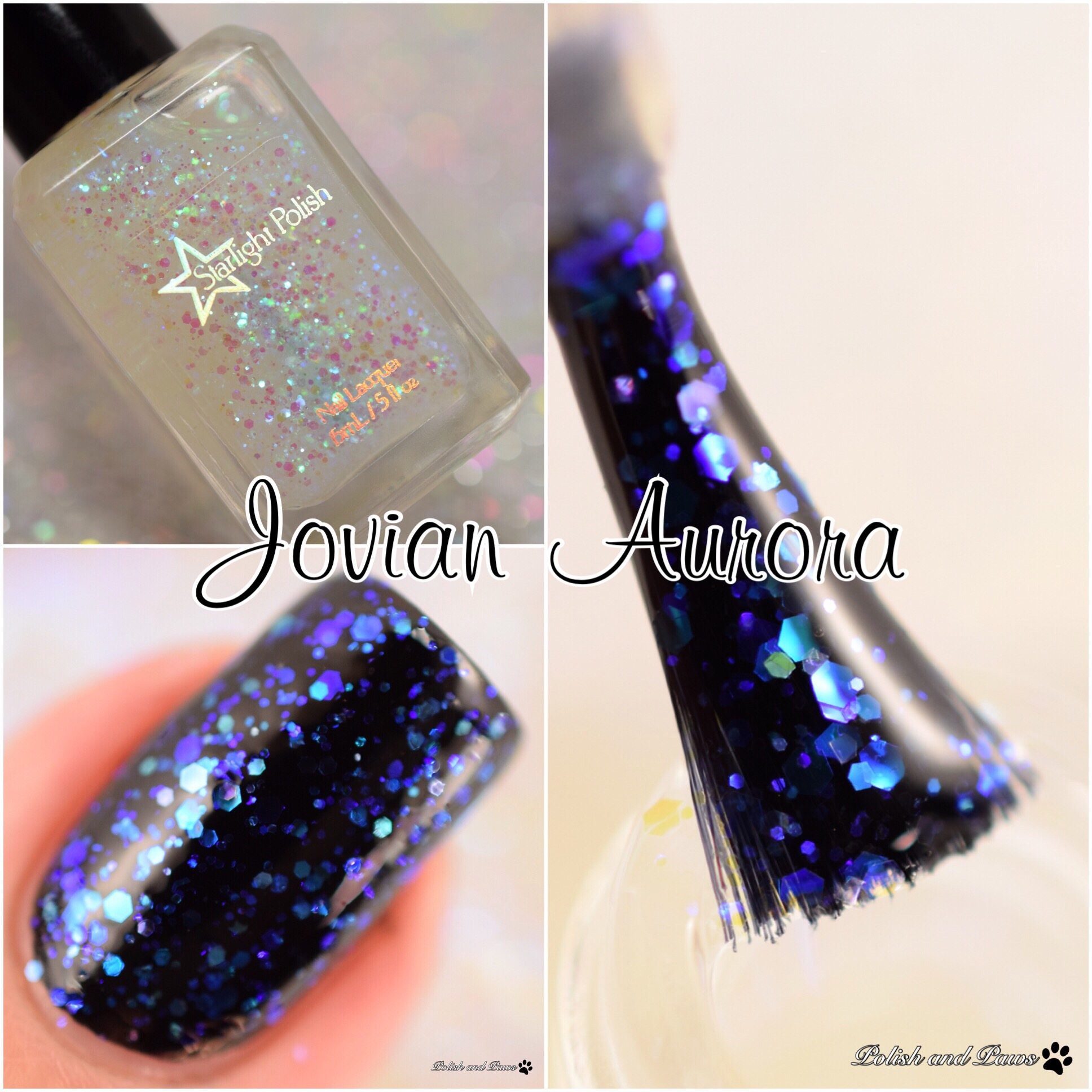 Jovian Aurora Top Coat - Blue to Violet Iridescent Glitter Polish