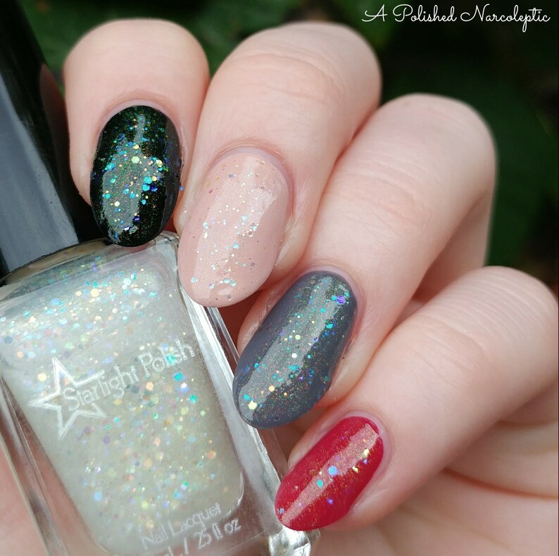 Chimera Aurora Top Coat Multi Color Shifting Shimmer, Iridescent Glitter, Effect Topper Polish, Indie Nail Lacquer, Starlight and Sparkles image 4