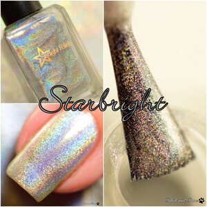 Starbright Top Coat Holographic Silver, Winter Holodays, Holo Rainbow Polish, Indie Nail Lacquer, Starlight and Sparkles image 4
