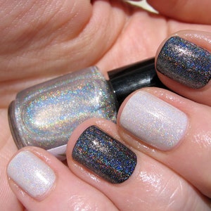 Starlight Top Coat Holographic Silver Linear Holo Topper, Indie Nail Lacquer, Effect Polish, Rainbow, Starlight and Sparkles image 3