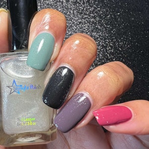 Starlight Polish Diamond over light green, black, purple, and pink - @crazy4polish0319