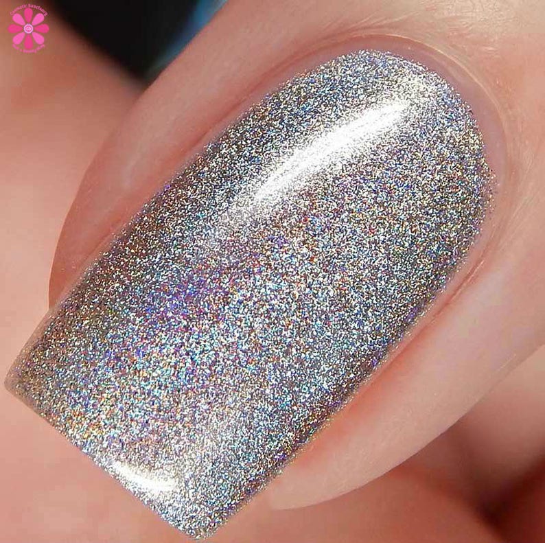 Starbright Top Coat Holographic Silver, Winter Holodays, Holo Rainbow Polish, Indie Nail Lacquer, Starlight and Sparkles image 6