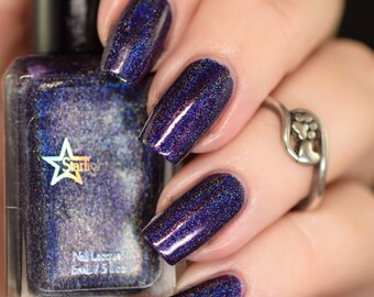 A Plum for Rudolph - Purple Holographic Polish, Violet, Winter Holodays, Holo Indie Nail Lacquer, Starlight and Sparkles