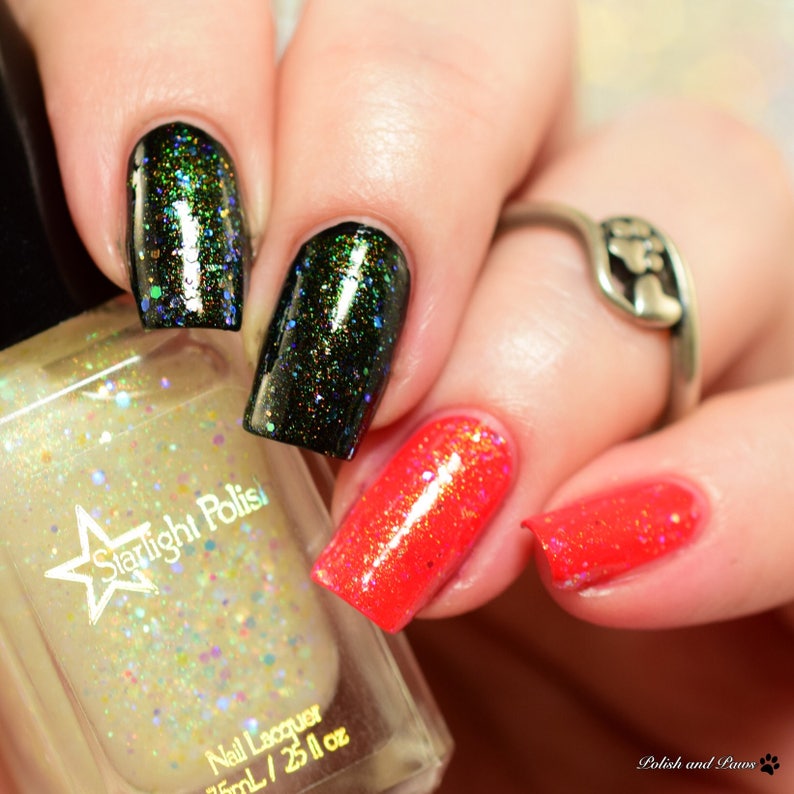 Chimera Aurora Top Coat Multi Color Shifting Shimmer, Iridescent Glitter, Effect Topper Polish, Indie Nail Lacquer, Starlight and Sparkles image 1