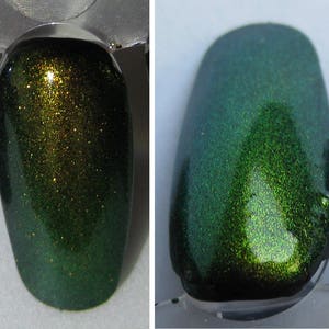 Dragon Top Coat scintillement de changement de couleur or à vert, vernis Duochrome, laque à ongles indie, euphorie liquide, lumière des étoiles et étincelles image 9