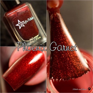 Phoenix Garnet Dark Red Color Shifting Polish, Red to Green Shimmer, Indie Nail Lacquer, Unicorn Pee, Mythological, Starlight and Sparkles image 2