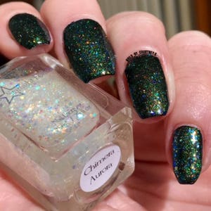 Chimera Aurora Top Coat Multi Color Shifting Shimmer, Iridescent Glitter, Effect Topper Polish, Indie Nail Lacquer, Starlight and Sparkles Bild 6