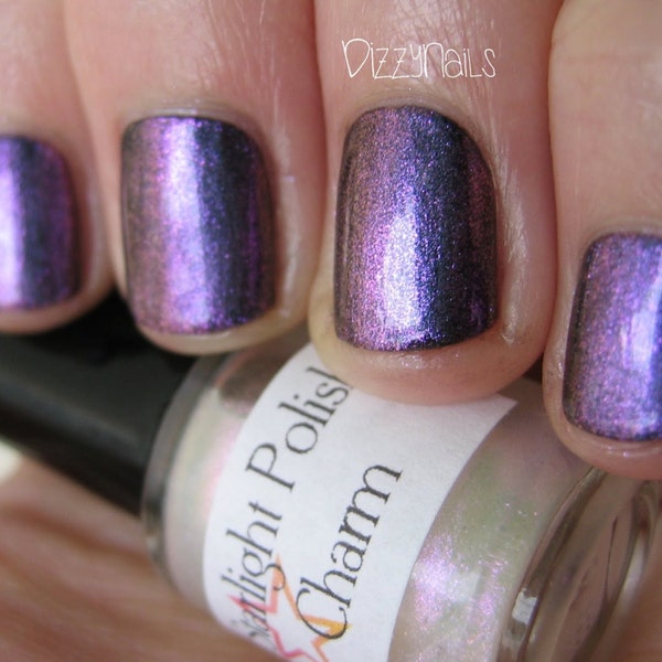 Charm Top Coat - Pink Violet Shift, Duochrome Shimmer Polish, Effect Topper, Nail Lacquer, Layering, Starlight and Sparkles