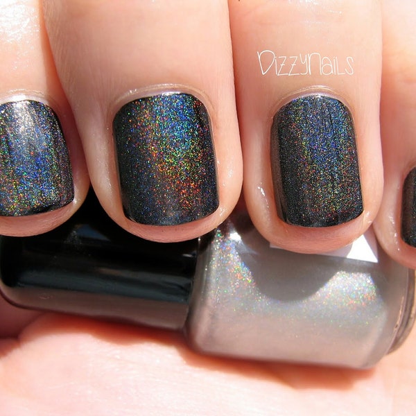 Starshine Top Coat - Holographic Silver Linear Polish, Holo Effect Topper, Indie Nail Lacquer, Layering, Rainbow, Starlight and Sparkles