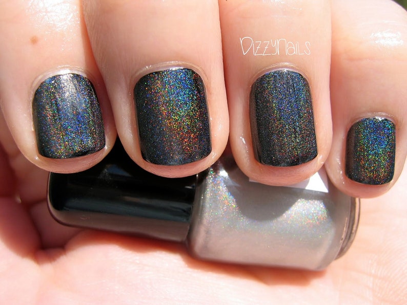 Starshine Top Coat Holographic Silver Linear Polish, Holo Effect Topper, Indie Nail Lacquer, Layering, Rainbow, Starlight and Sparkles image 1
