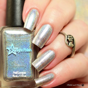Silver Bells - Sparkling Silver Holographic Polish, Winter Holodays, Holo Indie Nail Lacquer, Starlight and Sparkles