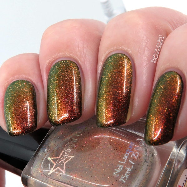 Phoenix Wishes Top Coat - Red to Green Color Shifting Shimmer, Multichrome Glitter, Unicorn Pee, Indie Nail Lacquer, Starlight and Sparkles