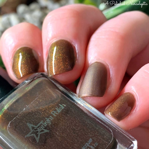 Cedar Fire - Murky Brown Color Shifting Polish, Red to Green Shimmer, Indie Nail Lacquer, Unicorn Pee, Starlight and Sparkles