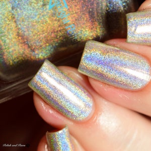 Starbright Top Coat Holographic Silver, Winter Holodays, Holo Rainbow Polish, Indie Nail Lacquer, Starlight and Sparkles image 3