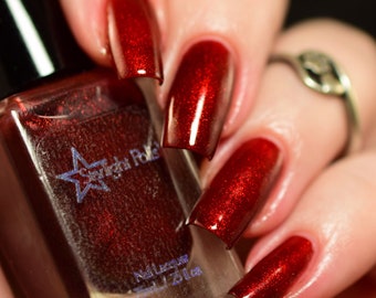 Phoenix Garnet - Dark Red Color Shifting Polish, Red to Green Shimmer, Indie Nail Lacquer, Unicorn Pee, Mythological, Starlight and Sparkles