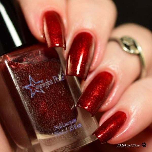 Phoenix Garnet - Dark Red Color Shifting Polish, Red to Green Shimmer, Indie Nail Lacquer, Unicorn Pee, Mythological, Starlight and Sparkles