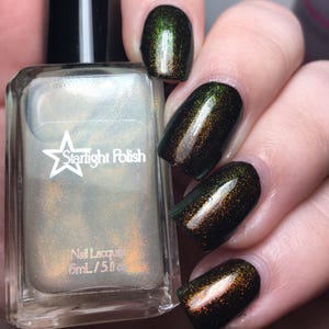 Dragon Top Coat Gold to Green Color Shifting Shimmer, Duochrome Polish, Indie Nail Lacquer, Liquid Euphoria, Starlight and Sparkles image 7