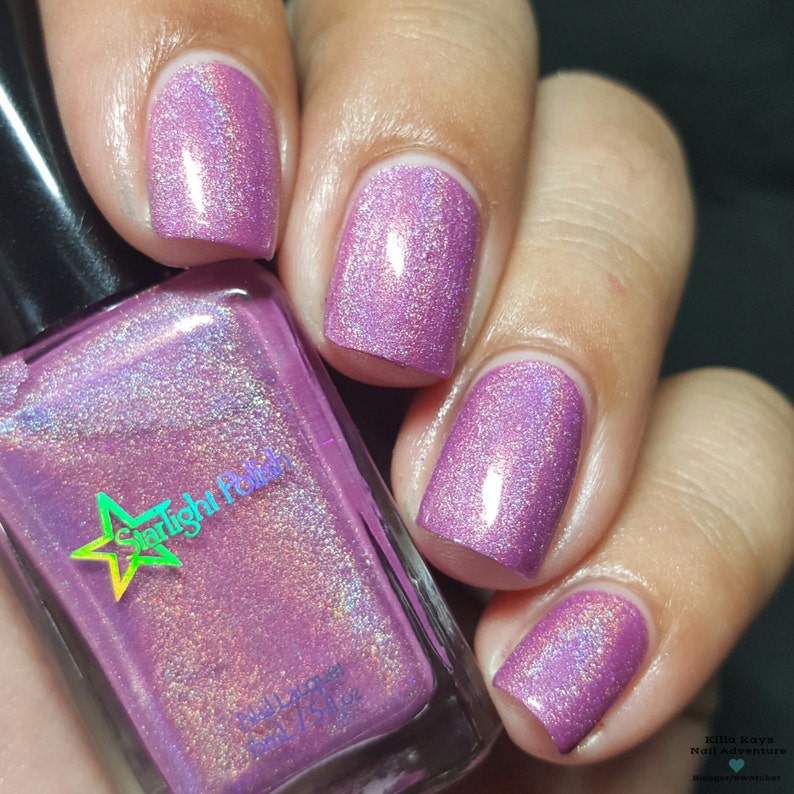 Angel Face Lilac Holographic Polish, Light Purple, Lavender, Rose Romance, Holo, Indie Nail Lacquer, Starlight and Sparkles image 1