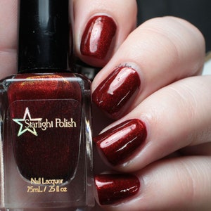 Phoenix Garnet Dark Red Color Shifting Polish, Red to Green Shimmer, Indie Nail Lacquer, Unicorn Pee, Mythological, Starlight and Sparkles image 7