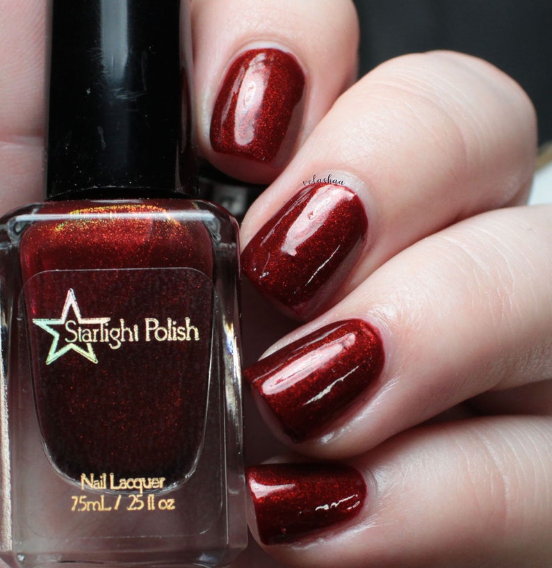 Phoenix Garnet Dark Red Color Shifting Polish, Red to Green Shimmer, Indie Nail Lacquer, Unicorn Pee, Mythological, Starlight and Sparkles image 7