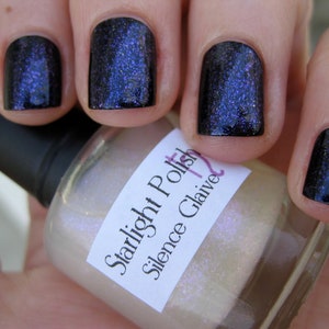 Silence Glaive Top Coat - Violet Purple Glass Fleck Polish, Effect Topper, Shimmer Sparkle, Microflake, Nail Lacquer, Starlight and Sparkles