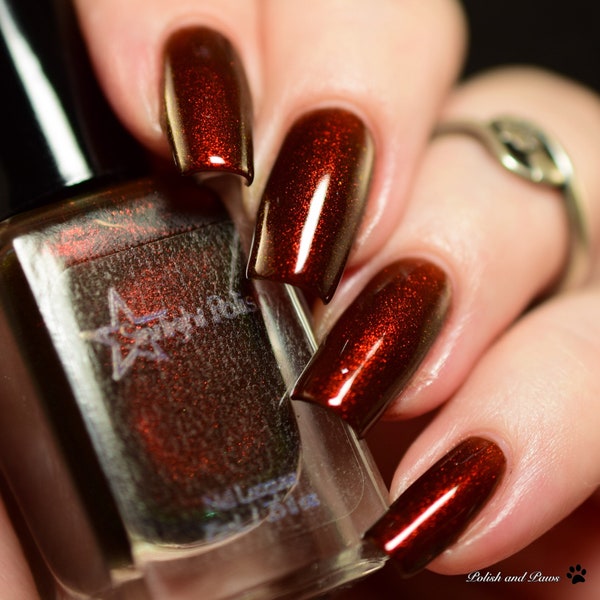 Phoenix Dravite - Brown Color Shifting Polish, Red to Green Shimmer, Indie Nail Lacquer, Unicorn Pee, Mythological, Starlight and Sparkles