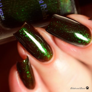 Unicorn Dravite - Brown Color Shifting Polish, Green to Blue Shimmer, Indie Nail Lacquer, Duochrome, Liquid Euphoria, Starlight and Sparkles