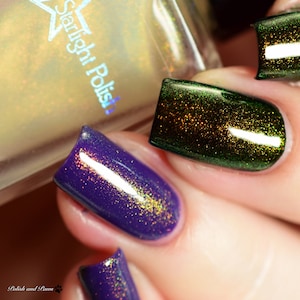 Dragon Top Coat Gold to Green Color Shifting Shimmer, Duochrome Polish, Indie Nail Lacquer, Liquid Euphoria, Starlight and Sparkles image 3