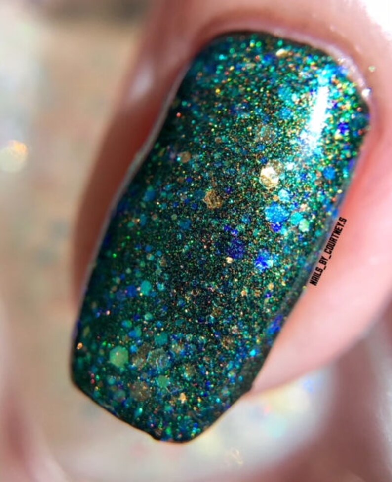 Chimera Aurora Top Coat Multi Color Shifting Shimmer, Iridescent Glitter, Effect Topper Polish, Indie Nail Lacquer, Starlight and Sparkles image 7