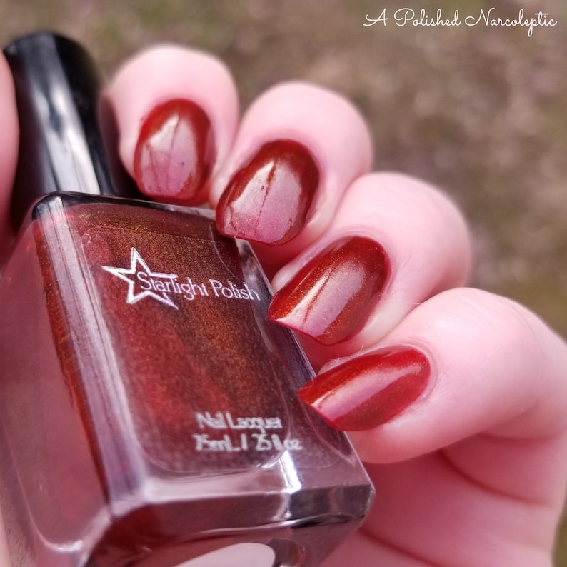 Phoenix Garnet Dark Red Color Shifting Polish, Red to Green Shimmer, Indie Nail Lacquer, Unicorn Pee, Mythological, Starlight and Sparkles image 6