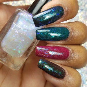 Kelpie Opal Top Coat Teal to Violet Color Shifting Shimmer Flake, Effect Polish, Nail Lacquer, Iridescent Flakies, Starlight and Sparkles image 9