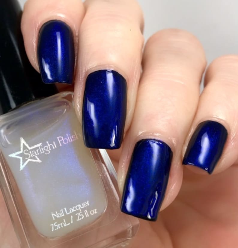 Phantom Top Coat Color Shifting Blue to Purple Shimmer, Duochrome Polish, Indie Nail Lacquer, Mythological, Starlight and Sparkles image 6