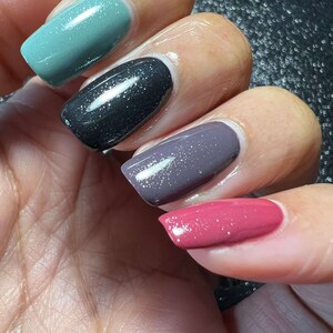 Starlight Polish Diamond over light green, black, purple, and pink - @crazy4polish0319