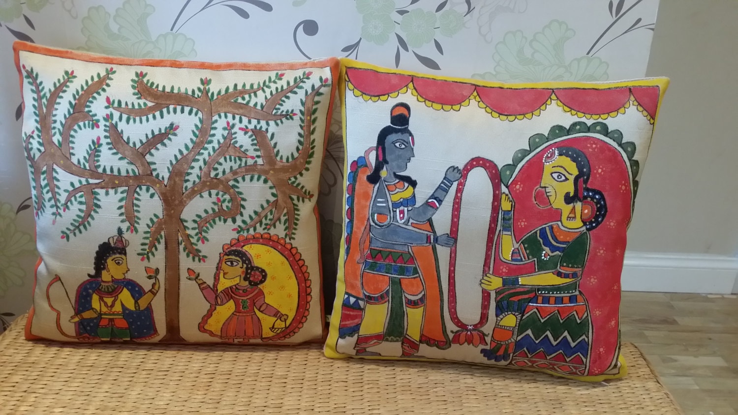 Handpainted Warli and Madhubani Cushion Covers Etsy UK