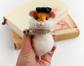 Hamlet Shakespeare Hamster Needle Felted Animal Shakespearean Doll Literary gifts Graduation Gift