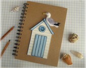 Seagull Notebook Beach Hut Holiday Journal Felted Herring Gull A5 Notepad MADE TO ORDER