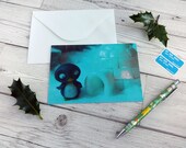 Penguin Christmas Card Xmas Greetings Cards Festive Stationery Cut Character Polymer Clay Model Illustration Photograph Blue