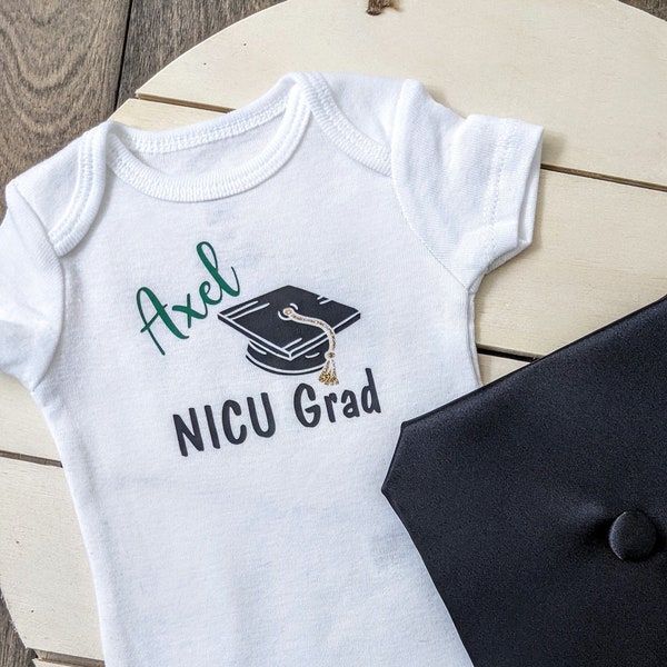 Custom NICU Grad Gift - Baby Graduation Onesie and Optional Cap & Tassel - Infant - Neonatal Intensive Care Unit Graduate Graduation Gift