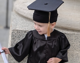 8 Colors- Baby Graduation Cap and Gown/Robe Outfit for Newborn, NICU Grad, Infant & Toddler (0 - 5T) Black Blue Navy Red Pink PurpleGreen