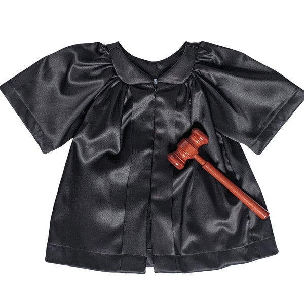 Judge Robe Costume - Infant & Toddler (0 - 5T) Black Gown- optional Custom Font, Toy Gavel and/or Lace Dissent Collar - choir robe