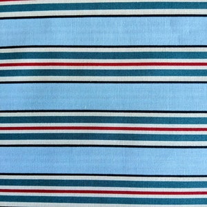 Blue Red and White Striped Cotton Fabric- Robert Kaufman Fabric Vroom- Fabric by the half yard