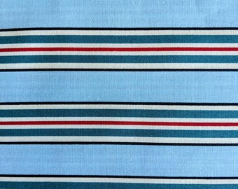 Blue Red and White Striped Cotton Fabric- Robert Kaufman Fabric Vroom- Fabric by the half yard