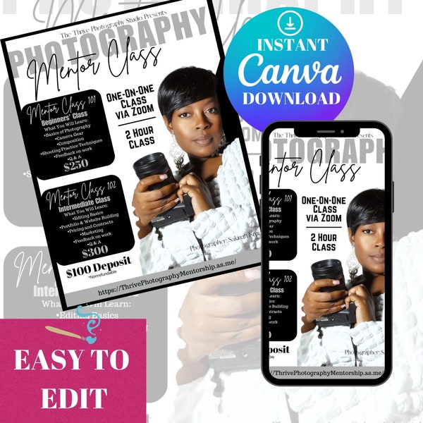 Social Media Flyer | Lash Masterclass Flyer | Wig Class Flyer | Photography Class Flyer | Canva Flyer | Edit in Canva