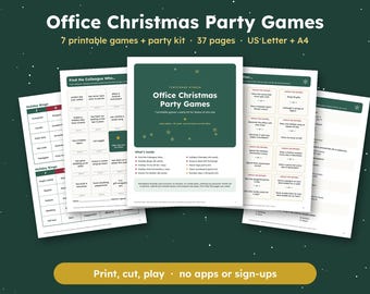 Office Christmas Party Games Bundle, Printable Holiday Bingo, Trivia, Charades, Icebreaker & Gift Swap, Work Party Games, US Letter and A4