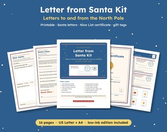 Letter from Santa Kit Printable, Santa Letter Template, Letter to Santa, Nice List Certificate, Santa Gift Tags, PDF, US Letter & A4
