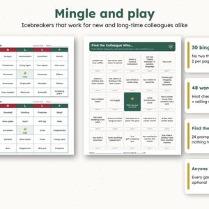 Office Christmas Party Games Bundle, Printable Holiday Bingo, Trivia, Charades, Icebreaker & Gift Swap, Work Party Games, US Letter and A4 bild 3