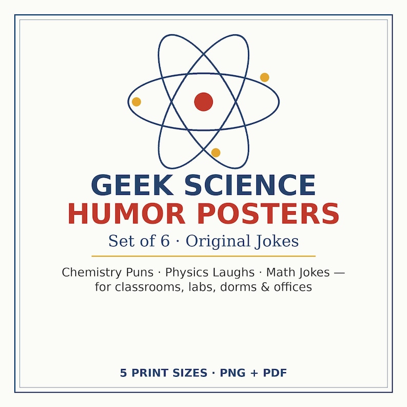 Funny Science Poster Set of 6 Printable Chemistry Math Physics Wall Art ...